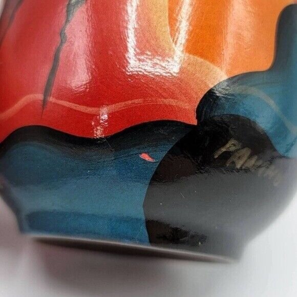 Panino Handpainted Mug Southwest Incan Style 4" Women Hats Signed by Artist - Picture 12 of 12